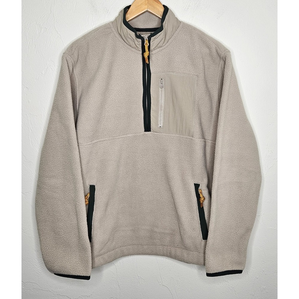 *NEW w/Tags GAP Men's Size Medium‎ Half Zip Fleece Pullover Beige/Quail Pockets